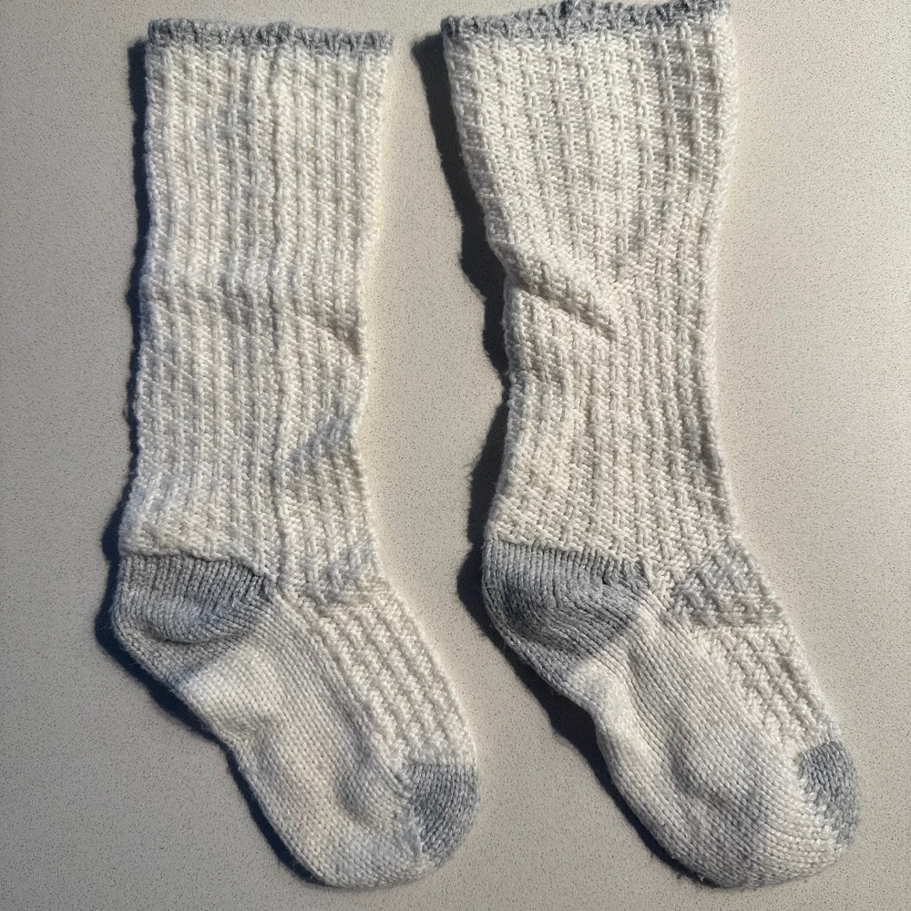 Never Worn Indigo White and Grey Knit Reading Socks – Women’s 7–11 10% Wool